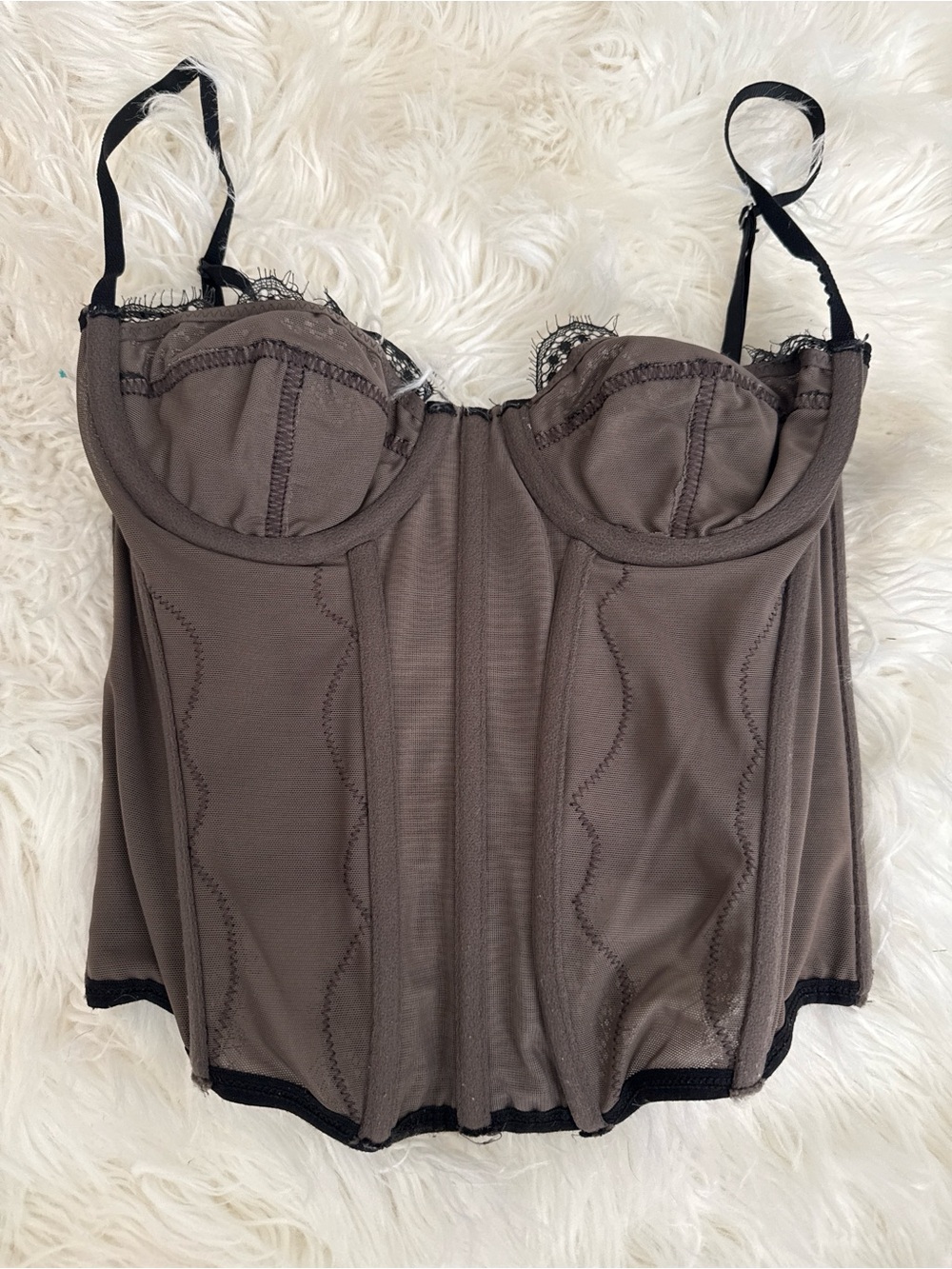 Urban Outfitters Brown Tank Corset Top with Black Trim
